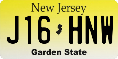 NJ license plate J16HNW
