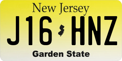 NJ license plate J16HNZ