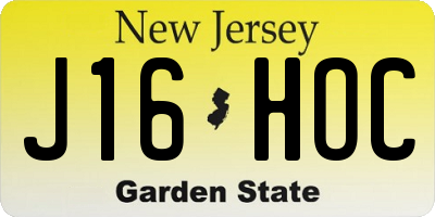NJ license plate J16HOC