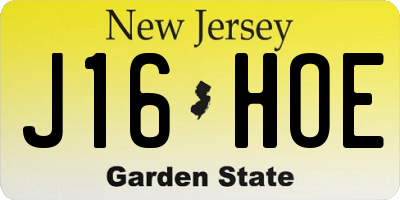 NJ license plate J16HOE