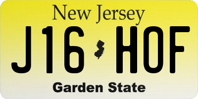 NJ license plate J16HOF