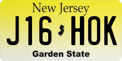 NJ license plate J16HOK