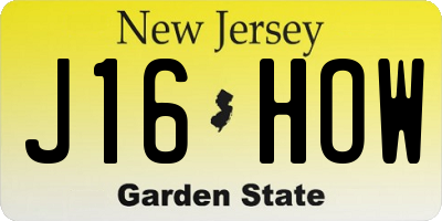 NJ license plate J16HOW