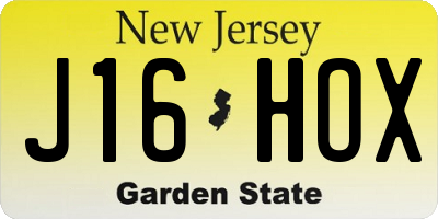 NJ license plate J16HOX