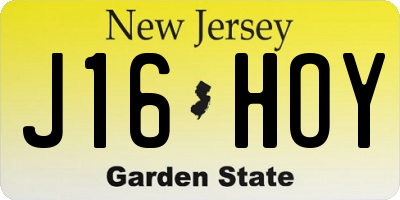 NJ license plate J16HOY