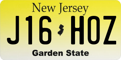 NJ license plate J16HOZ