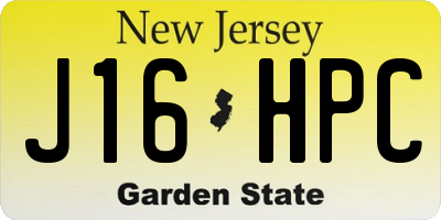 NJ license plate J16HPC