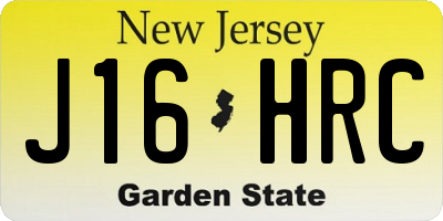 NJ license plate J16HRC