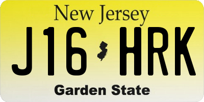 NJ license plate J16HRK