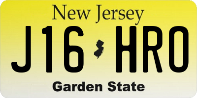 NJ license plate J16HRO