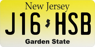 NJ license plate J16HSB