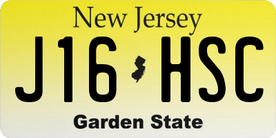 NJ license plate J16HSC