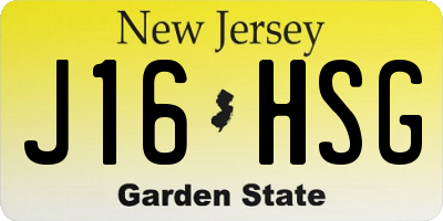 NJ license plate J16HSG