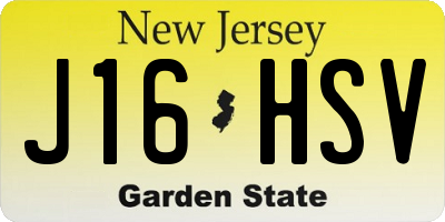 NJ license plate J16HSV