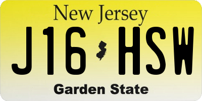 NJ license plate J16HSW