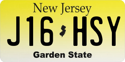 NJ license plate J16HSY