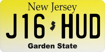 NJ license plate J16HUD