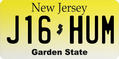 NJ license plate J16HUM