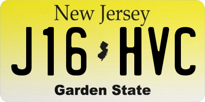 NJ license plate J16HVC