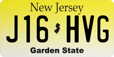 NJ license plate J16HVG