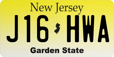 NJ license plate J16HWA