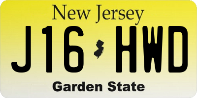 NJ license plate J16HWD