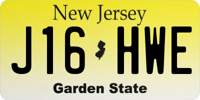 NJ license plate J16HWE