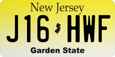 NJ license plate J16HWF