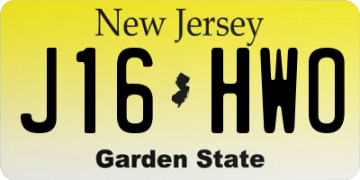 NJ license plate J16HWO