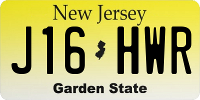 NJ license plate J16HWR