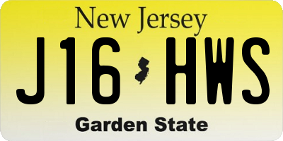 NJ license plate J16HWS