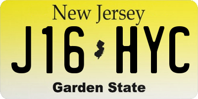 NJ license plate J16HYC