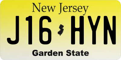 NJ license plate J16HYN