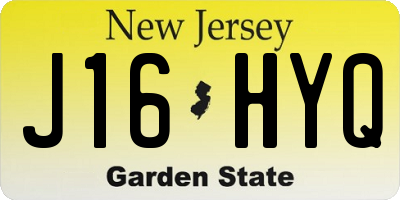 NJ license plate J16HYQ