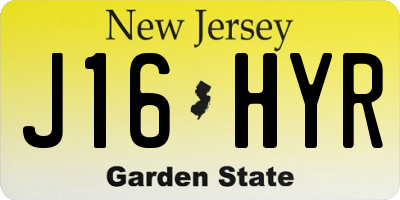 NJ license plate J16HYR