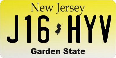 NJ license plate J16HYV
