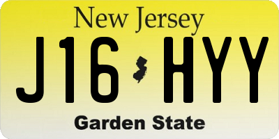 NJ license plate J16HYY