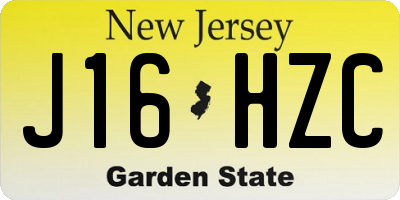 NJ license plate J16HZC