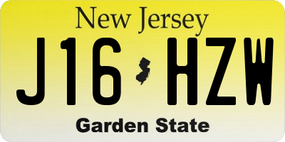NJ license plate J16HZW
