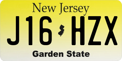 NJ license plate J16HZX