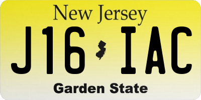 NJ license plate J16IAC