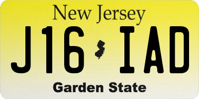 NJ license plate J16IAD