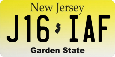 NJ license plate J16IAF