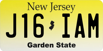 NJ license plate J16IAM