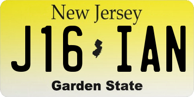 NJ license plate J16IAN