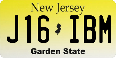 NJ license plate J16IBM