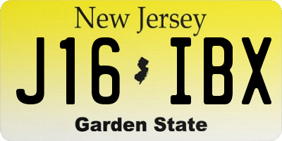 NJ license plate J16IBX
