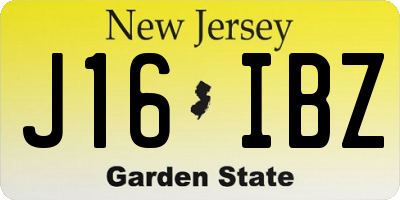 NJ license plate J16IBZ