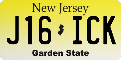 NJ license plate J16ICK