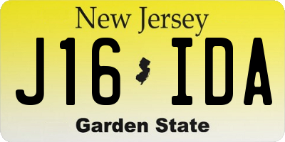 NJ license plate J16IDA
